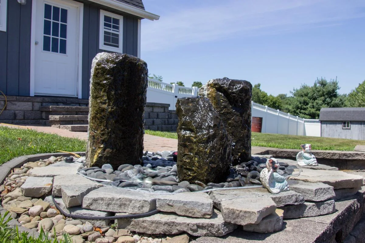 Completed water feature by Dave's Landscaping
